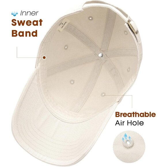 Women\'s Beige Vintage Washed Unstructured Baseball Cotton Adjustable Cap main image 6